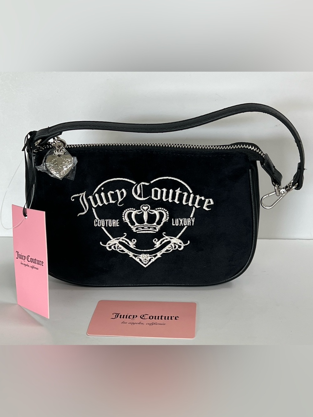Juicy Couture Girlie Royalty Mini Black Wristlet Bag NWT